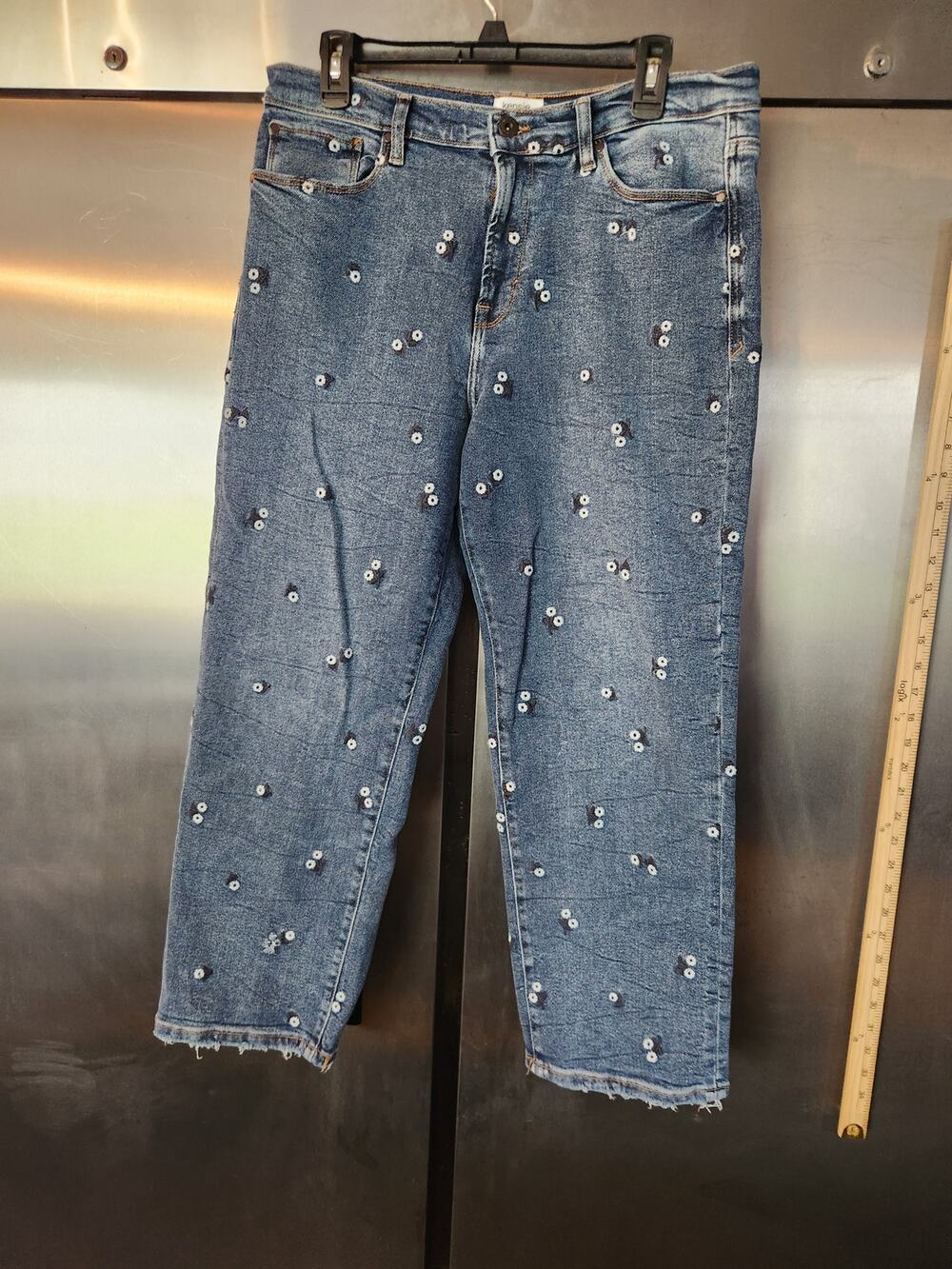 kensie Jeans The Ella High Rise Straight Women's 12 Pearl Embellished